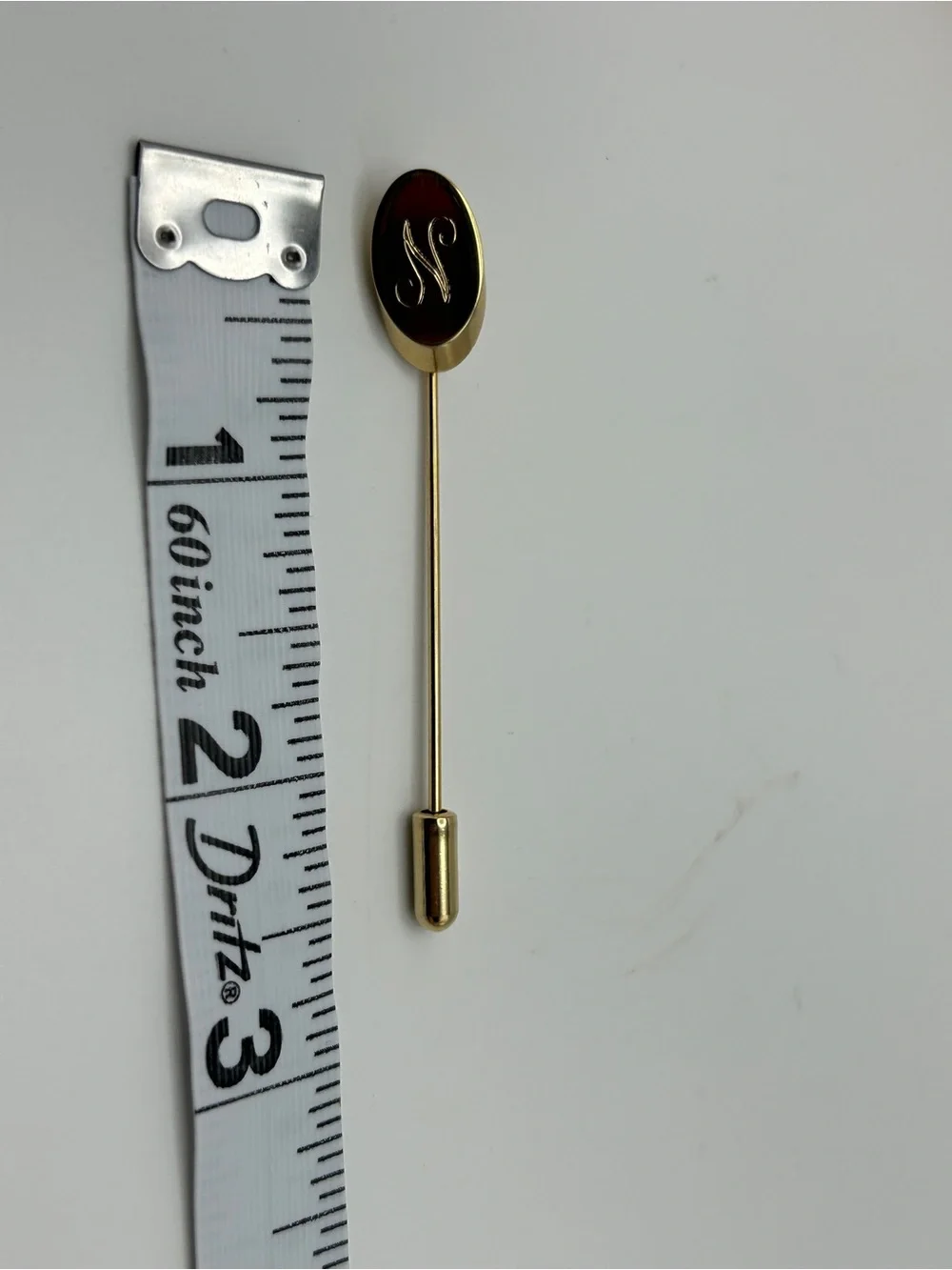 Gold Tone Initial N Monogram Stick Lapel Scarf Pin
